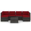 vidaXL 7 pcs conj. lounge jardim + almofad&otilde;es madeira impreg. cinzento