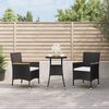 vidaXL 3 pcs conjunto bistr&ocirc; de jardim c/ almofad&otilde;es vime PE preto