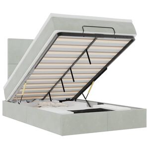vidaXL Estrutura de cama otomana com colch&otilde;es cinza claro Veludo