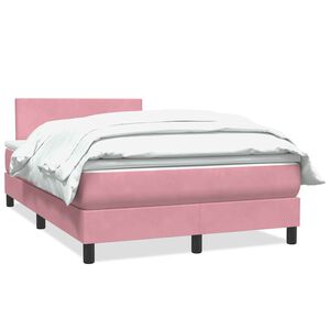vidaXL Cama com molas/colch&atilde;o 120x210 cm veludo Rosa