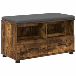 vidaXL Banco de Hall com almofada Carvalho Fumado 80 x 38 x 46 cm