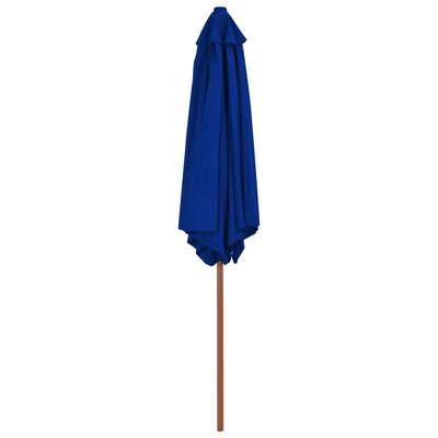 vidaXL Guarda-sol de exterior com poste de madeira 270 cm azul