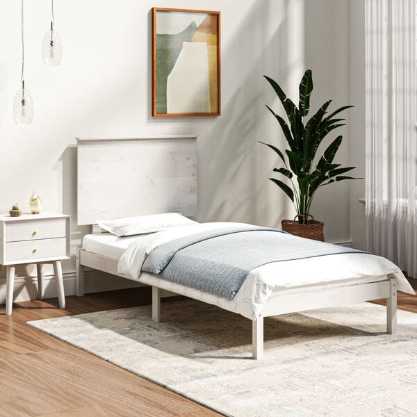 vidaXL Cama sem colch&atilde;o 90x200 cm madeira de pinho maci&ccedil;a branco