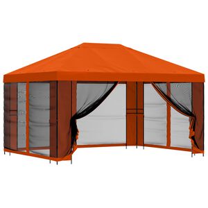 vidaXL Gazebo de Jardim com Laterais 4 &times; 3 m Laranja Poli&eacute;ster e A&ccedil;o