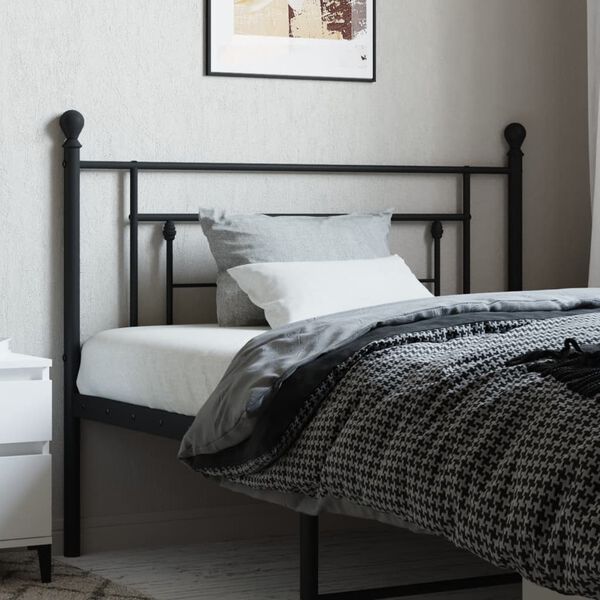 vidaXL Cabeceira de cama 107 cm metal preto