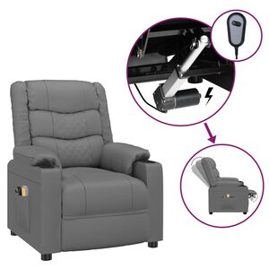 vidaXL Poltrona de massagens el&eacute;trica couro artificial cinzento