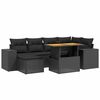 vidaXL 7 pcs conjunto de sof&aacute;s p/ jardim c/ almofad&otilde;es vime PE preto