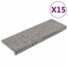 vidaXL Tapetes de escada 15 pe&ccedil;as 65x21x4 cm cinza com borda retangular
