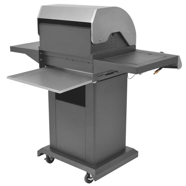 vidaXL Churrasco a G&aacute;s com roda Prateado A&ccedil;o com Mangueira de Metal