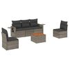 vidaXL 6 pcs conjunto sof&aacute;s de jardim com almofad&otilde;es vime cinzento