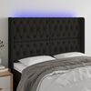 vidaXL Cabeceira de cama c/ luzes LED tecido 163x16x118/128 cm preto