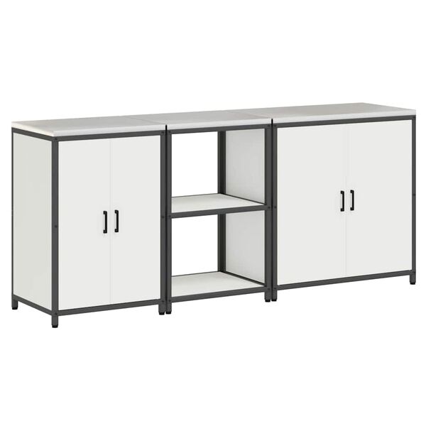 vidaXL Conjunto de Armazenamento de Cozinha com porta 3 pcs Branco