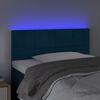 vidaXL Cabeceira de cama c/ luzes LED veludo 100x5x78/88cm azul-escuro