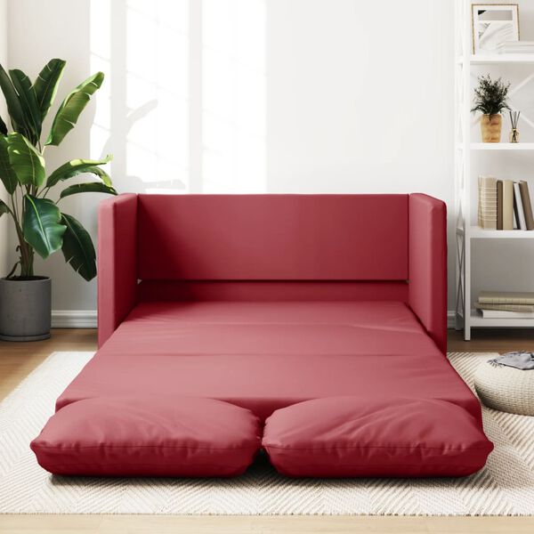 vidaXL Sof&aacute;-cama sem p&eacute;s 112x174x55 cm couro artificial vermelho tinto