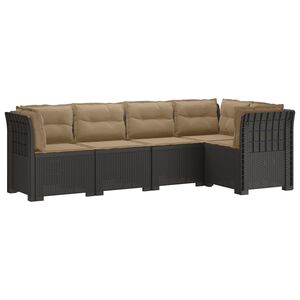 vidaXL Sof&aacute; de Jardim de 5 Pessoas com Almofadas Visual de Rattan PP