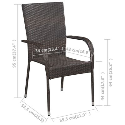 vidaXL Cadeiras de exterior empilháveis 6 pcs vime PE castanho