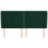 vidaXL Cabeceira cama c/ abas veludo 183x23x118/128 cm verde-escuro