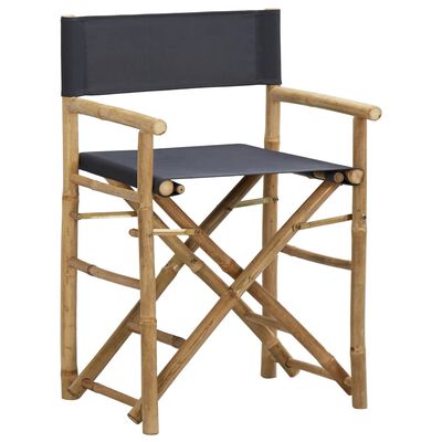 vidaXL Cadeiras realizador dobráveis 2 pcs bambu e tecido cinza-escuro