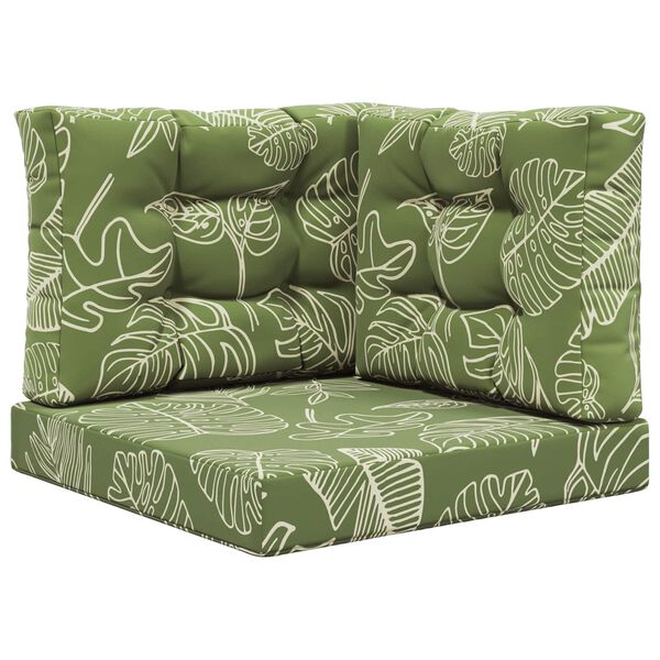 vidaXL Almofada para Sof&aacute; Externo 3 pcs Design de Folha Poli&eacute;ster