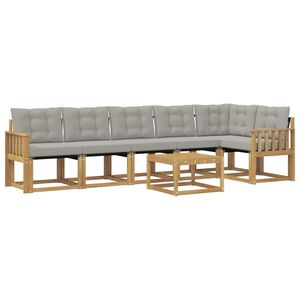 vidaXL Conjunto de Sof&aacute;s para Exterior 7 unid. Branco e Cinzento-Claro