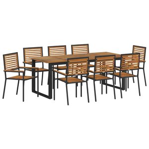 vidaXL Conjunto de Jantar para Jardim 9 pcs Preto