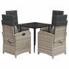 vidaXL 5 pcs conjunto de jantar p/ jardim c/ almofad&otilde;es cinzento claro