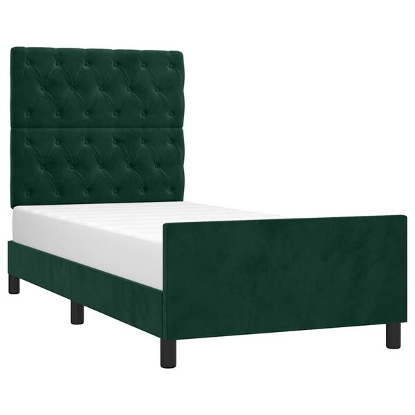 vidaXL Estrutura de cama sem colch&atilde;o 80x200 cm veludo verde-escuro