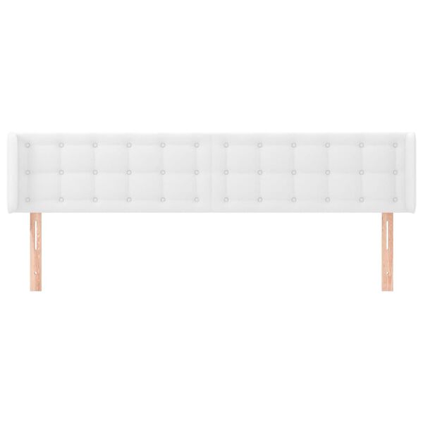 vidaXL Cabeceira cama c/ abas couro artificial 183x16x78/88 cm branco