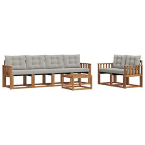 vidaXL Conjunto de Sof&aacute;s para Exterior 7 unid. Cinza Natural e Claro