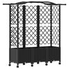 vidaXL Cama Elevada com Treli&ccedil;a e Telhado Preto 163 x 40 x 144 cm PP