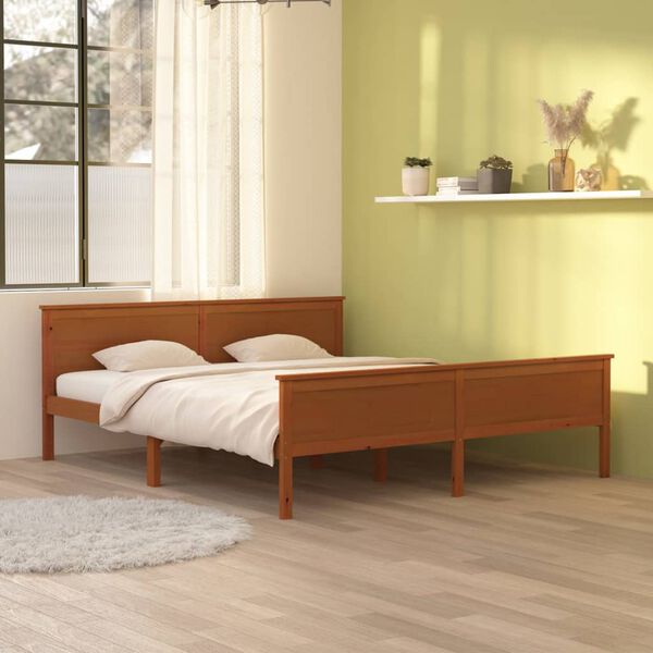 vidaXL Estrutura de cama 180x200 cm madeira pinho maciço castanho mel