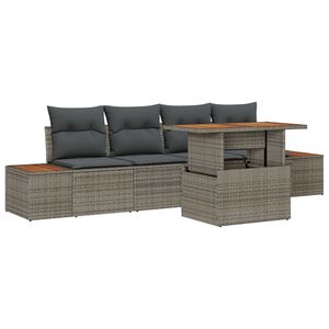 vidaXL Conjunto de Sof&aacute; de Jardim 5 unid. Cinzento vime PE