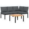 vidaXL 3 pcs conjunto de sof&aacute;s p/ jardim c/ almofad&otilde;es alum&iacute;nio preto