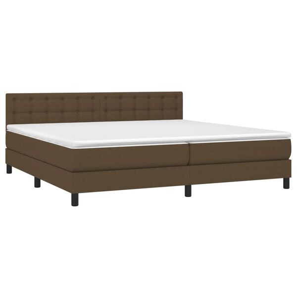 vidaXL Cama box spring c/ colch&atilde;o/LED 200x200cm tecido castanho-escuro