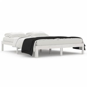 vidaXL Estrutura de cama king 150x200 cm madeira maci&ccedil;a branco
