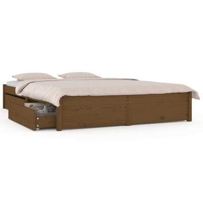 vidaXL Estrutura de cama com gavetas 150x200 cm King castanho-mel