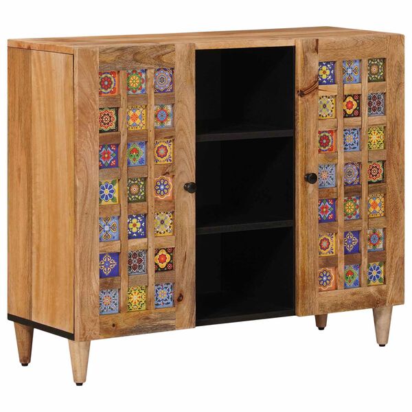 vidaXL Buffet Natural 90 x 33,5 x 75 cm Madeira de manga maci&ccedil;a