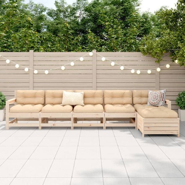 vidaXL 6 pcs conjunto sof&aacute;s de jardim madeira de pinho maci&ccedil;a
