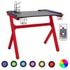 vidaXL Secret&aacute;ria gaming c/ LEDs forma de Y 110x60x75cm preto/vermelho