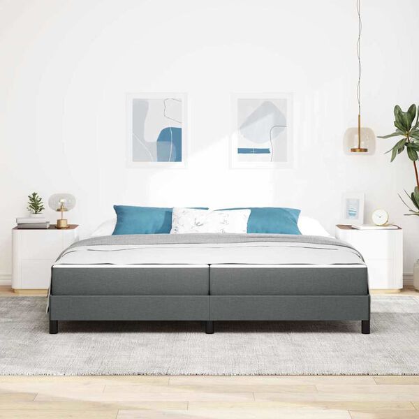 vidaXL Cama Box com colch&atilde;o Cinza Escuro 200 x 200 cm tecido