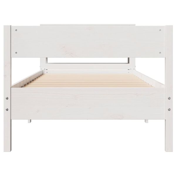 vidaXL Cama sem colch&atilde;o 100x200 cm madeira de pinho maci&ccedil;a branco