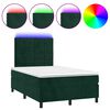 vidaXL Cama box spring c/ colch&atilde;o/LED 120x200 cm veludo verde-escuro