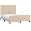 vidaXL Estrutura cama cabeceira 140x200 cm couro artificial cappuccino
