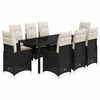 vidaXL 9 pcs conjunto de bistr&ocirc; p/ jardim c/ almofad&otilde;es vime PE preto