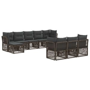 vidaXL Conjunto de Sof&aacute; de Jardim 10 unid. Cinzento vime PE