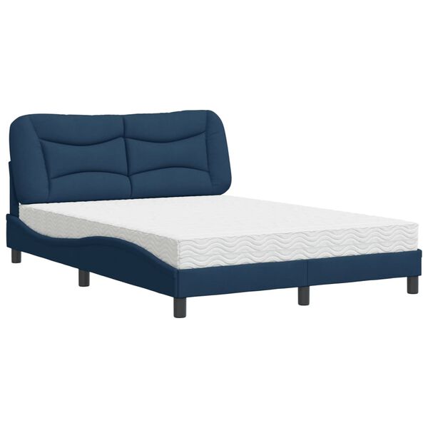 vidaXL Cama com colch&atilde;o Hvar 140x190 cm tecido azul