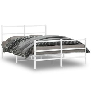 vidaXL Estrutura de cama com cabeceira e p&eacute;s 140x200 cm metal branco