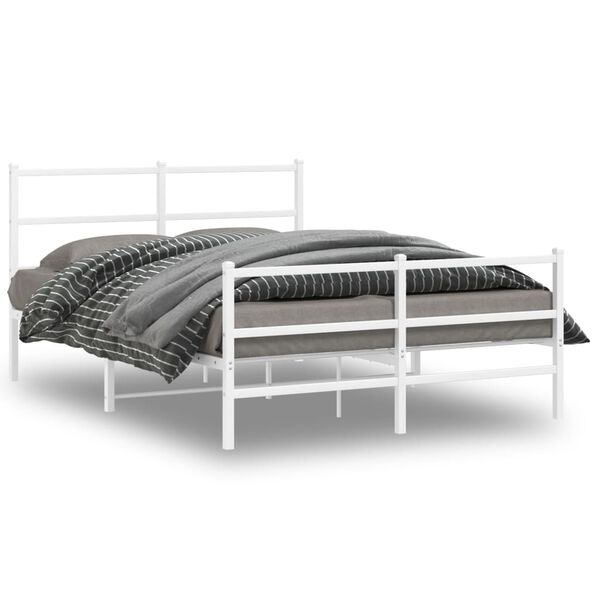 vidaXL Estrutura de cama com cabeceira e p&eacute;s 140x200 cm metal branco