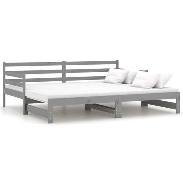 vidaXL Estrutura sofá-cama de puxar 2x(90x200)cm pinho maciço cinzento