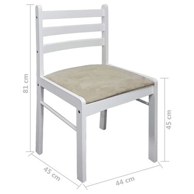 vidaXL Cadeiras de jantar 2 pcs seringueira maciça e veludo branco